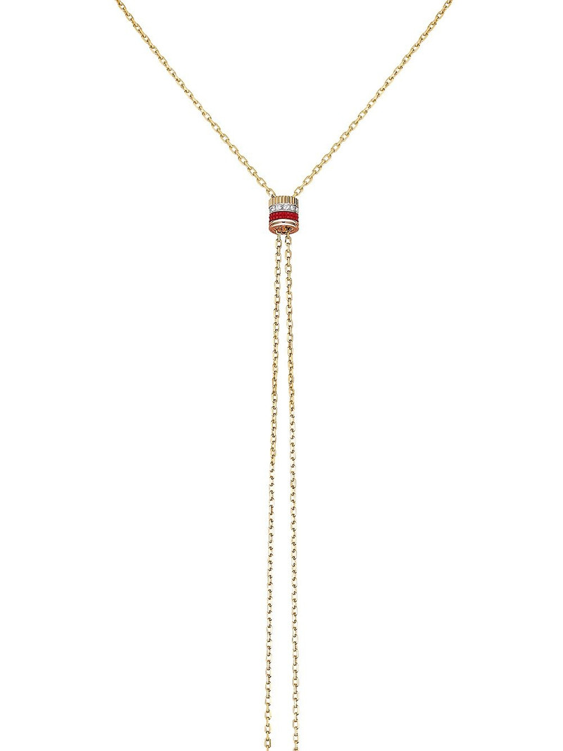 Boucheron 18kt yellow gold mini Quatre Red Edition diamond and ceramic tie necklace outlook