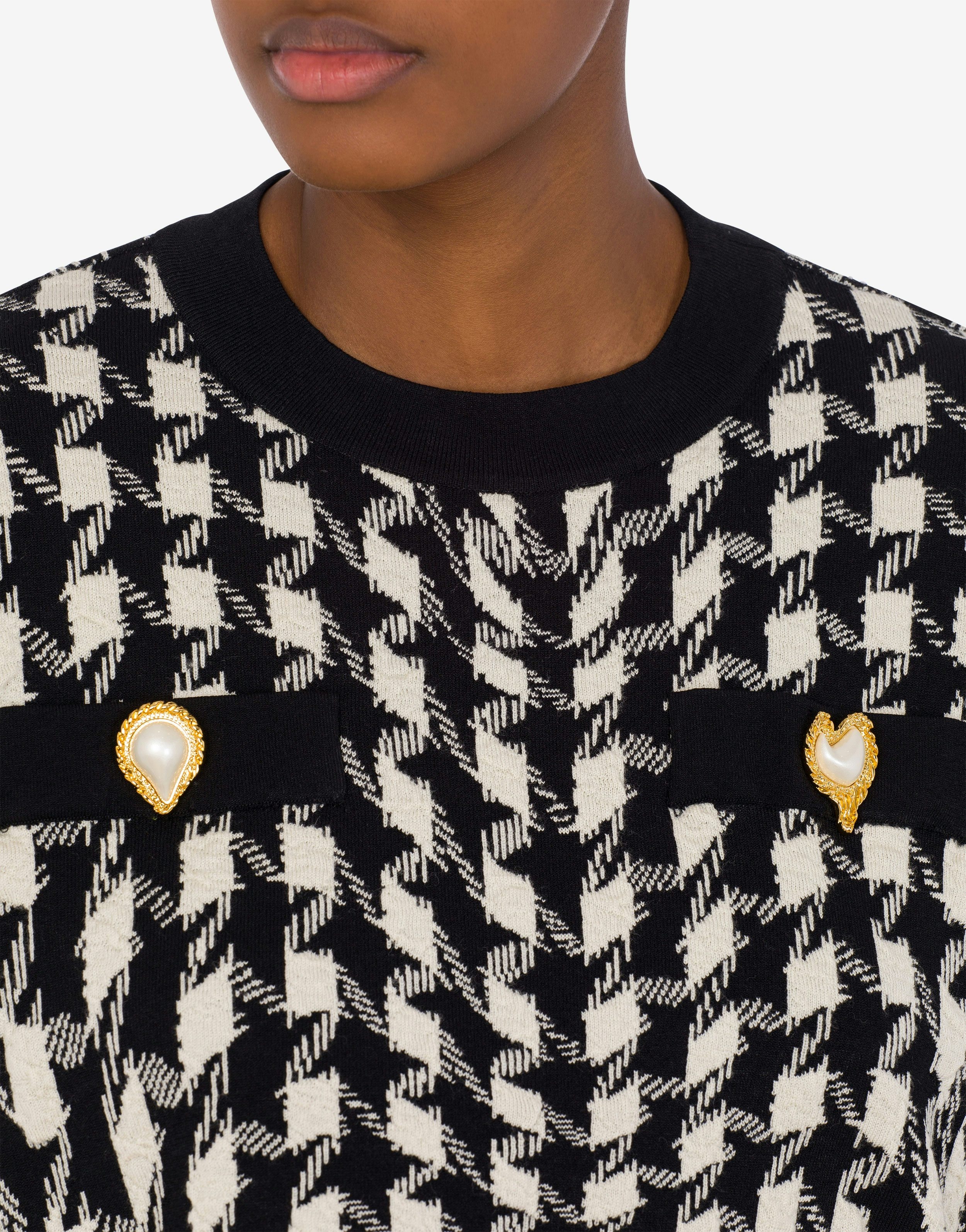 MORPHED PIED DE POULE STRETCH KNIT CROP JUMPER - 4