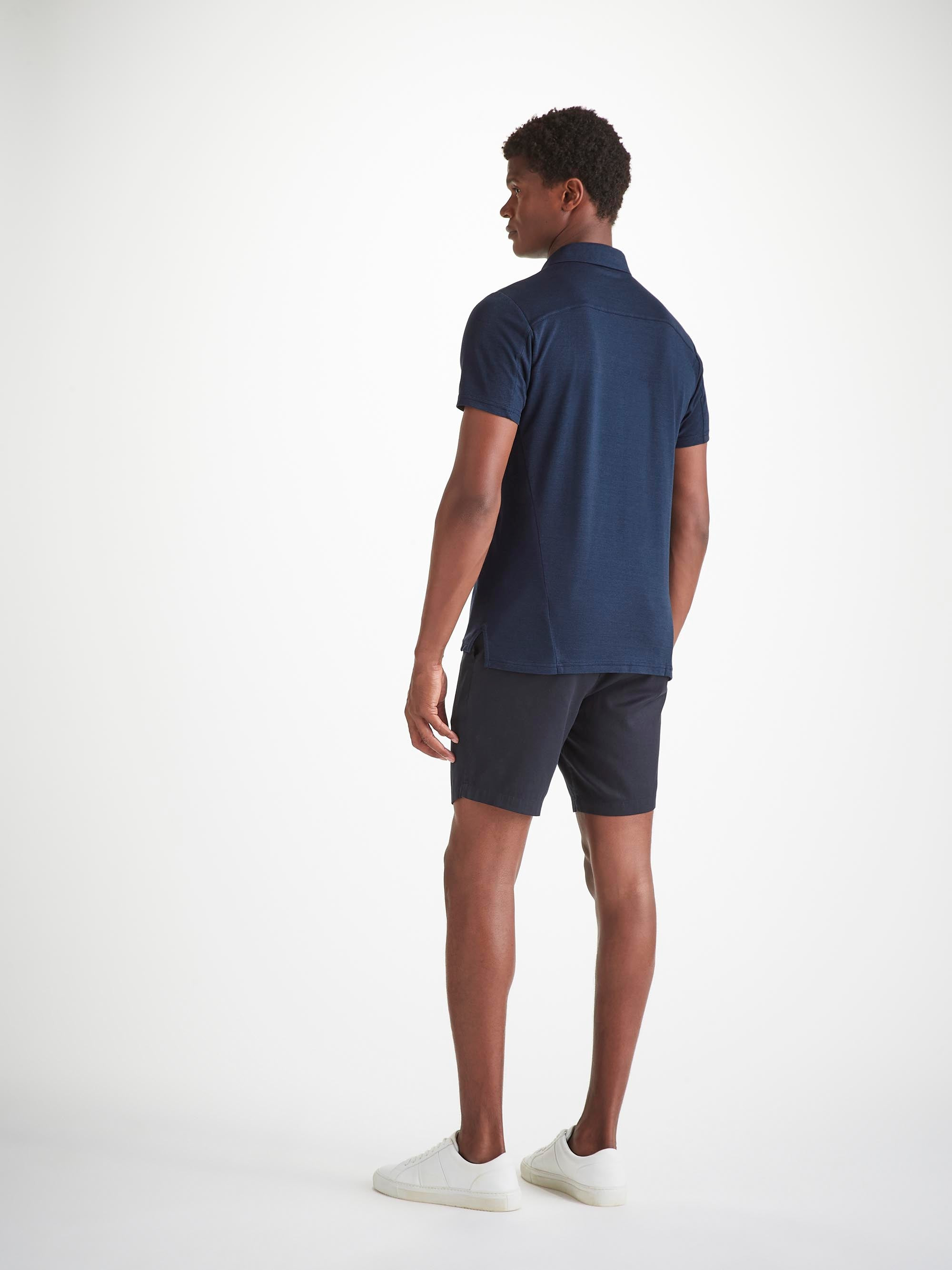 Men's Polo Shirt Ramsay 2 Pique Cotton Tencel Navy - 4