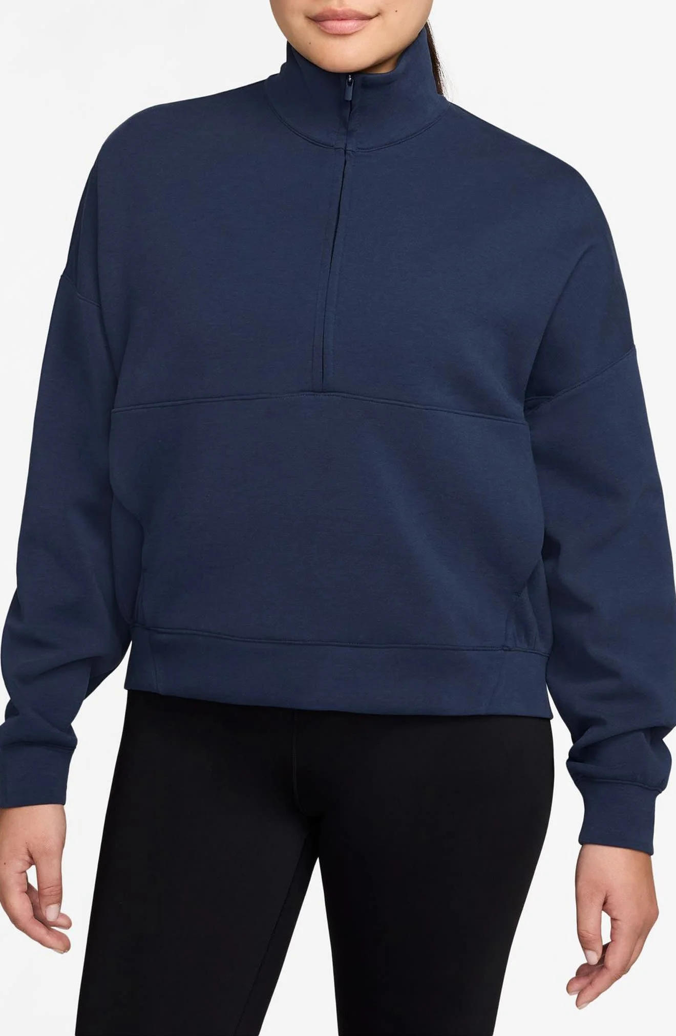 Nike 24.7 ImpossiblySoft Dri-FIT Oversize Half Zip Top in 410 Mnnavy/dkobs at Nordstrom - 1
