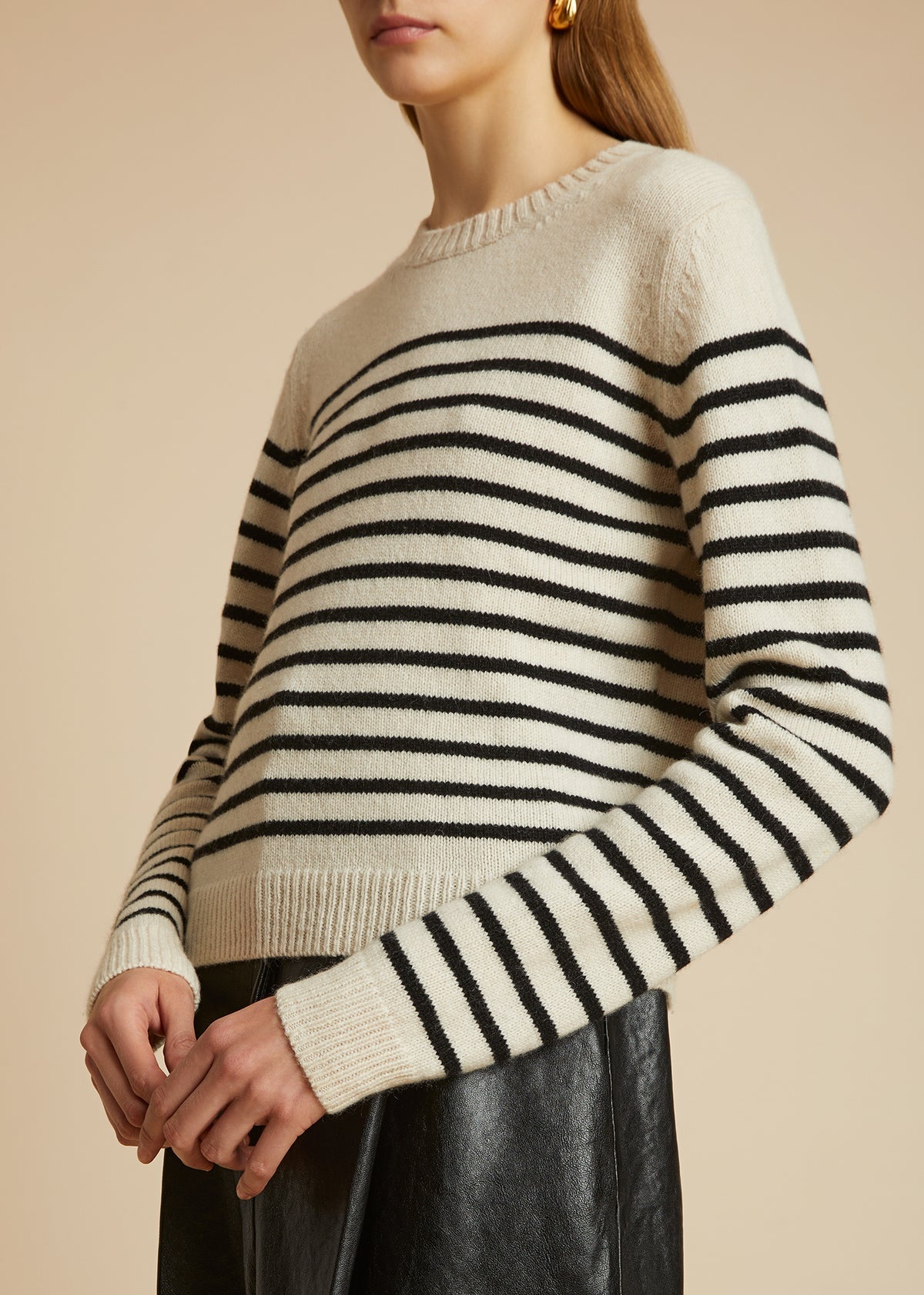 The Diletta Sweater in Magnolia and Black Stripe - 3