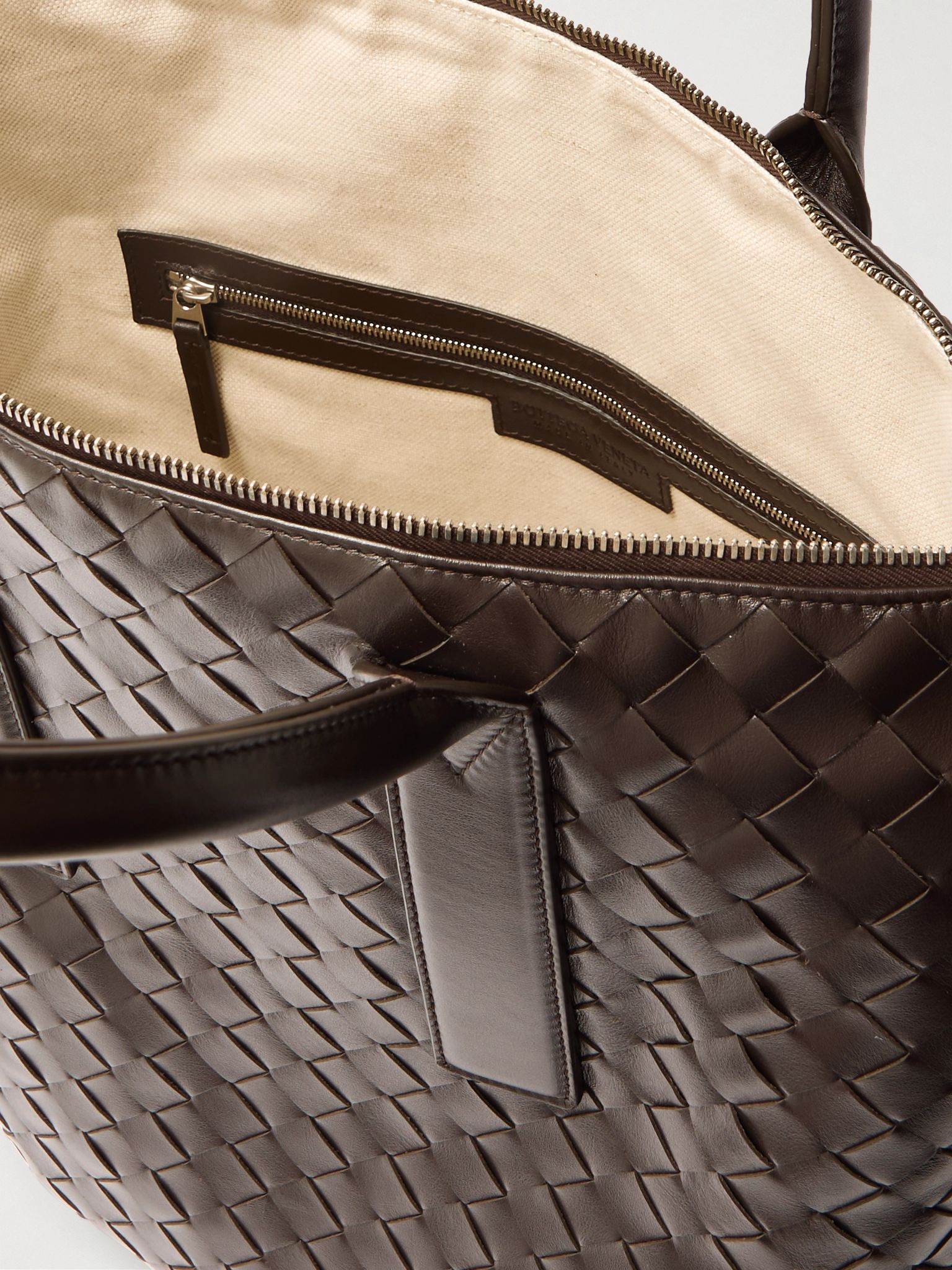 N/S Intrecciato Leather Tote Bag Brown - 5