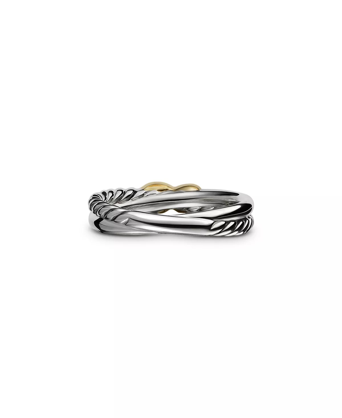 Petite X Ring in Sterling Silver with 18K Yellow Gold, 4mm - 4