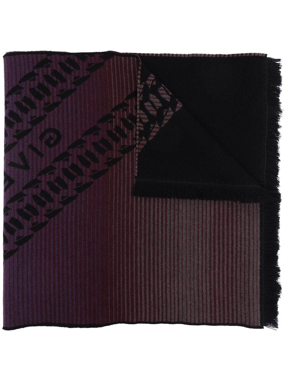 logo fringed wool scarf - 1