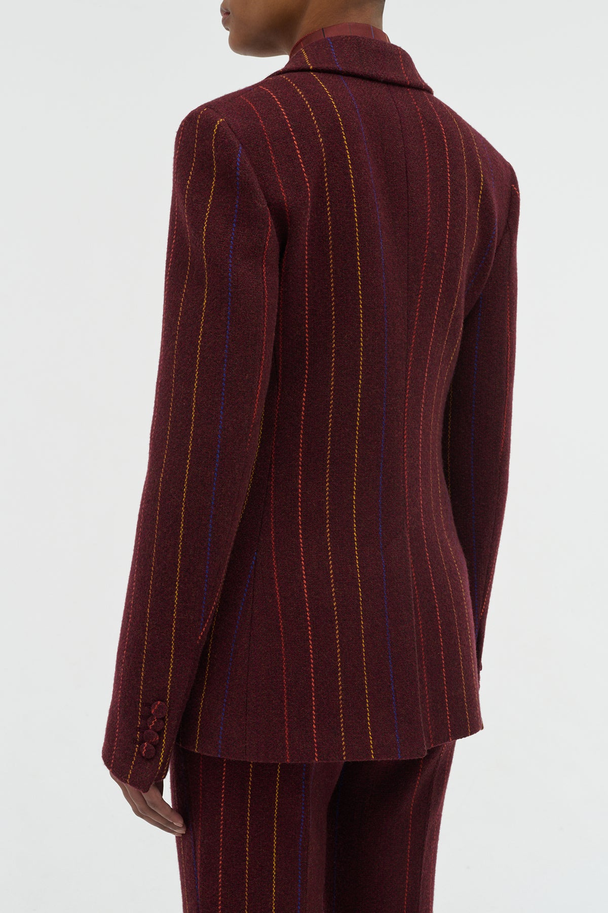 Leiva Blazer in Burnt Sienna Multi Pinstripe Wool Cashmere - 6