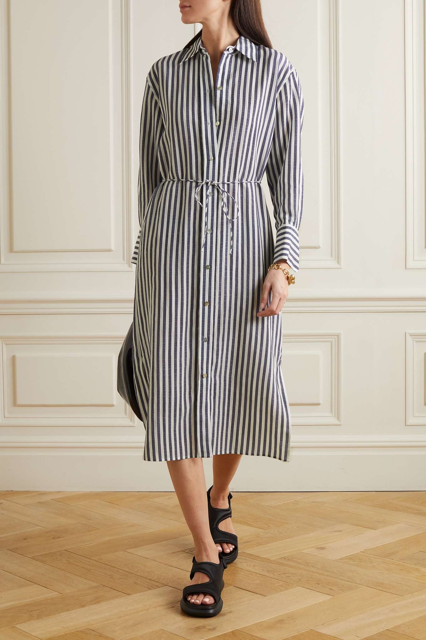 Belted striped TENCEL Lyocell-blend midi shirt dress - 2