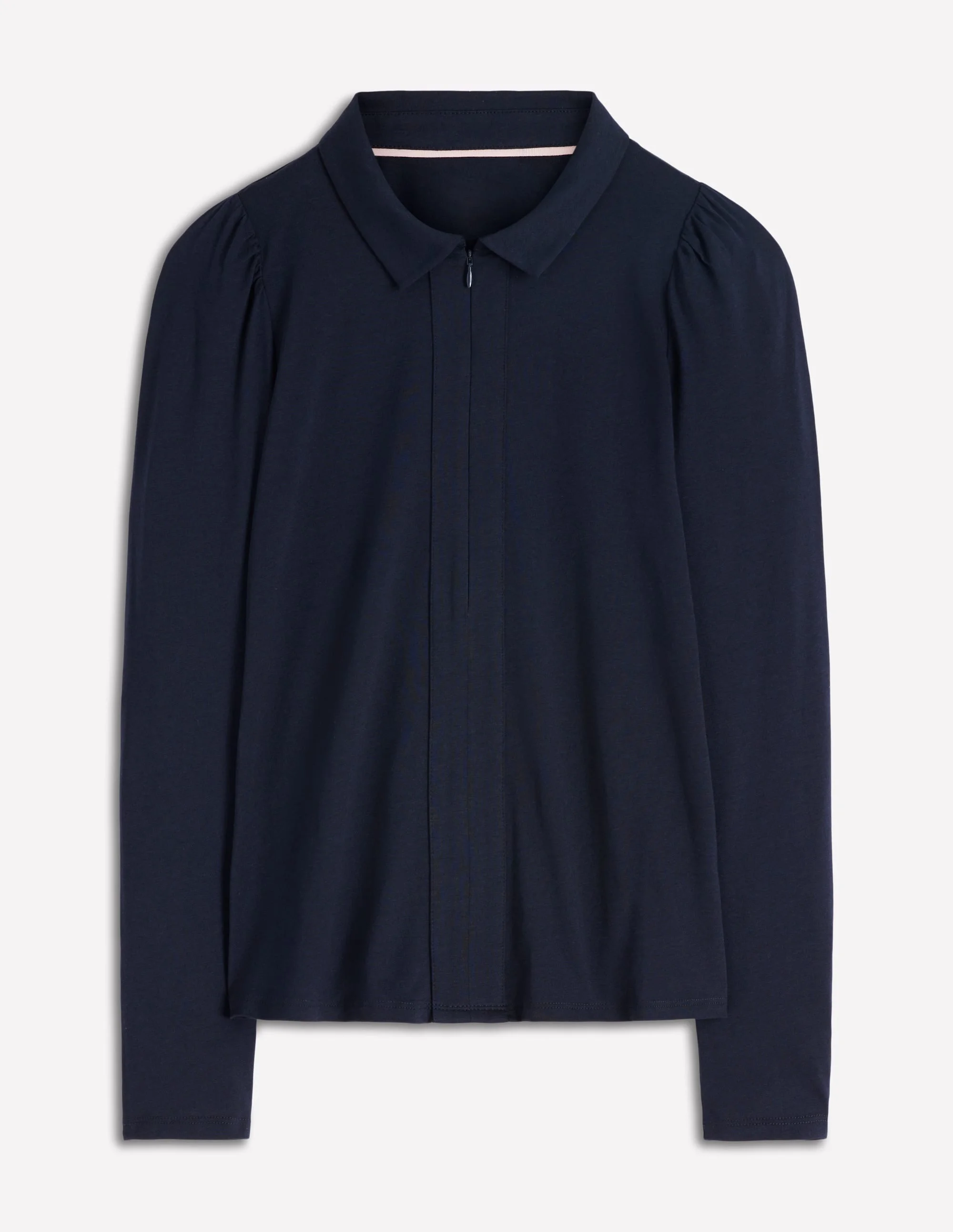 Zip Collar Supersoft Top-Navy - 1