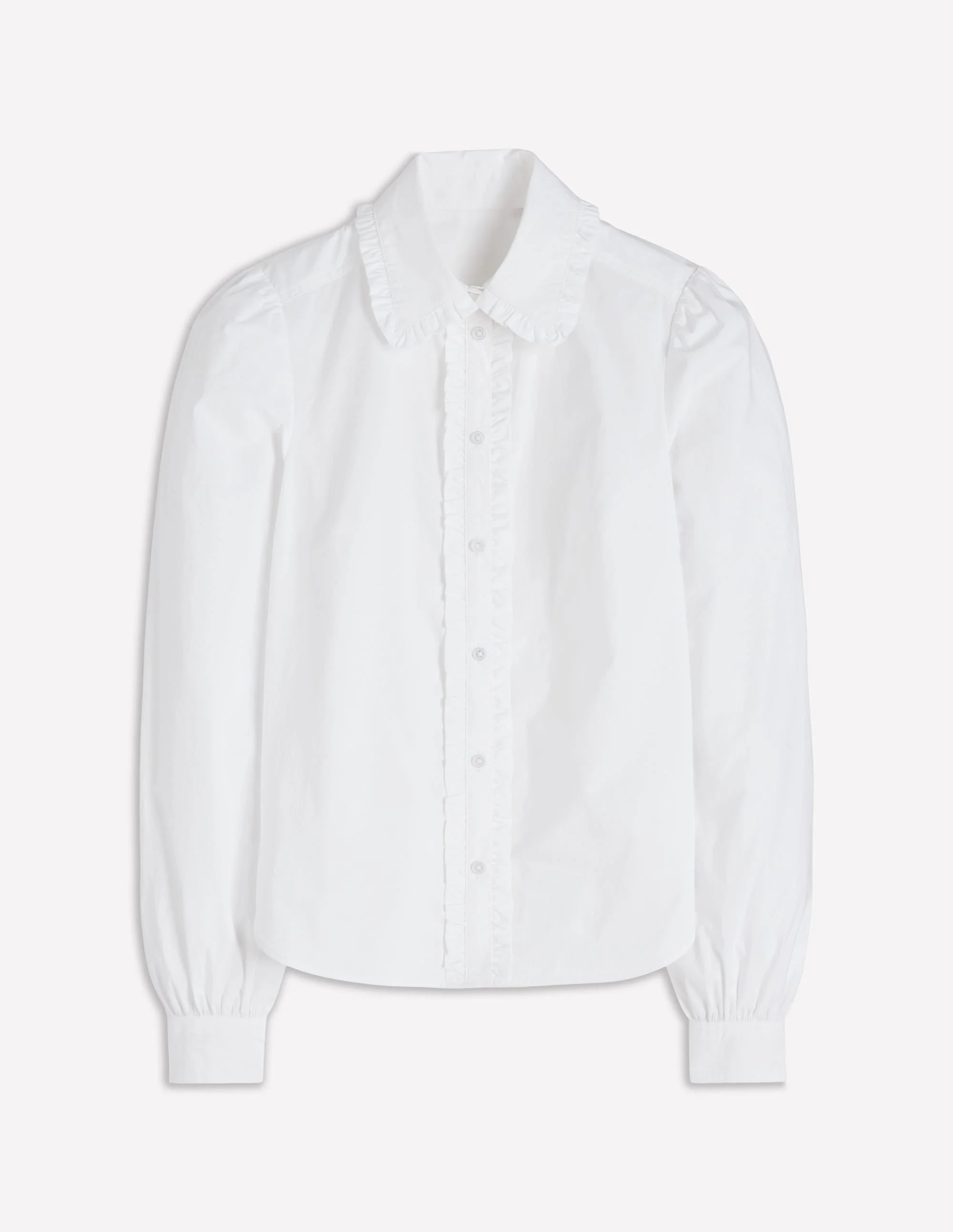 Cara Cotton Shirt-White Ruffle - 1