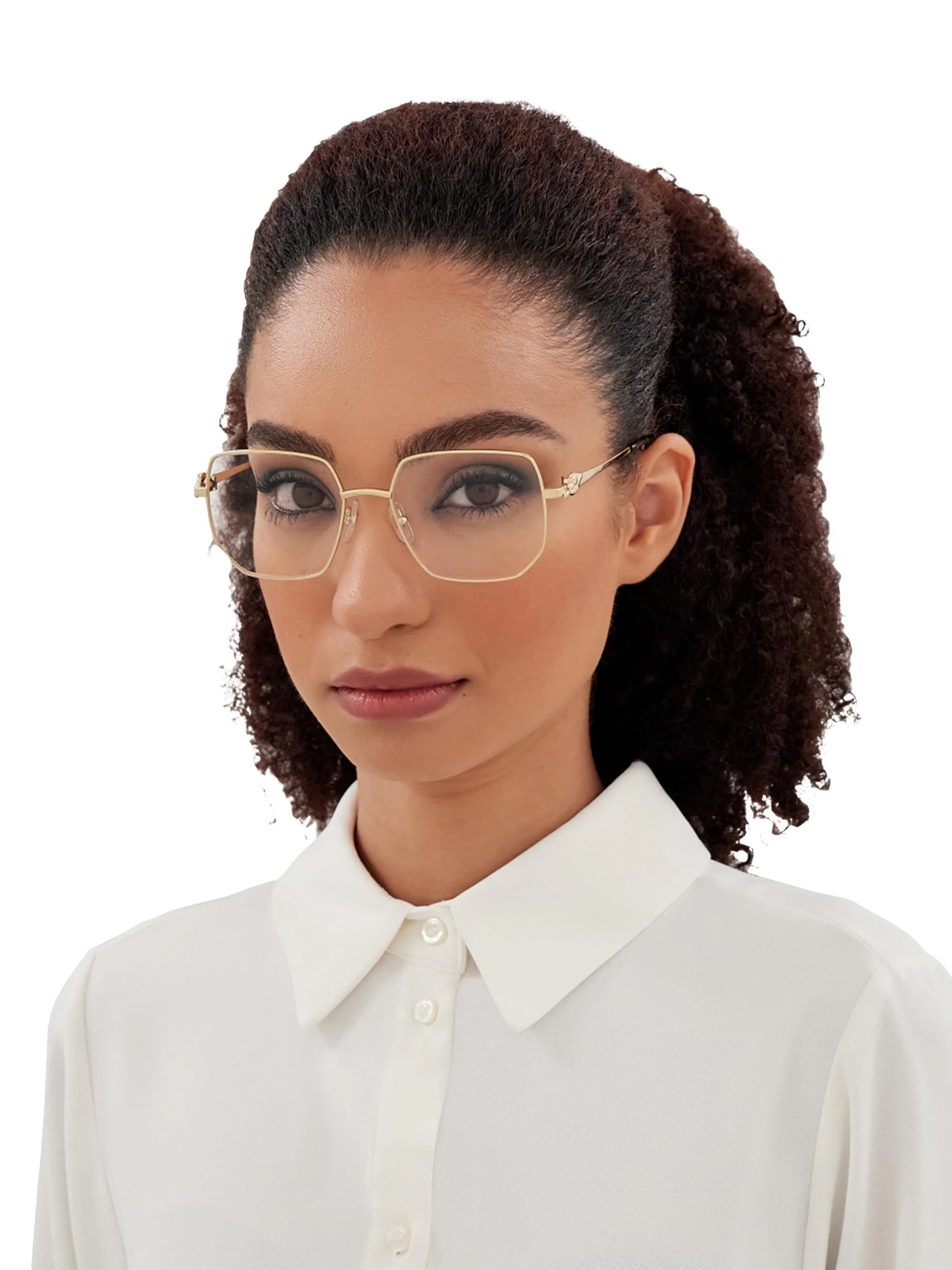 Women's Panthère Classic 55MM Rimless Square Glasses - Gold Clear - 1