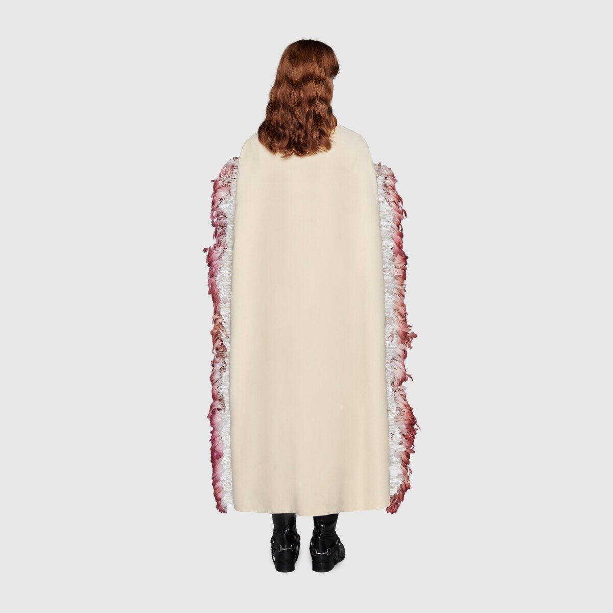 Wool silk coat with feather detail - 4