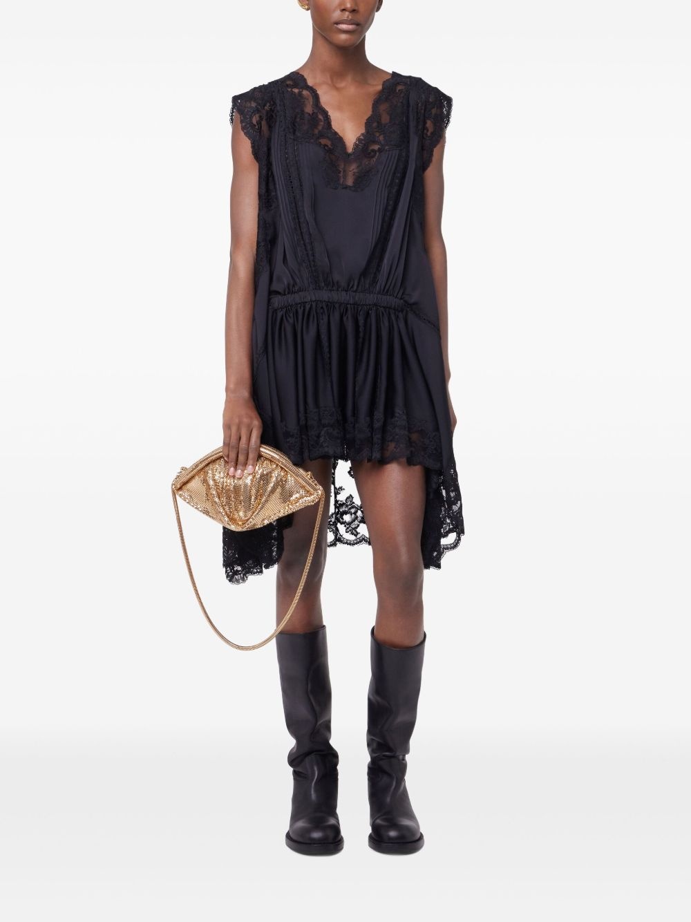 lace satin dress - 2