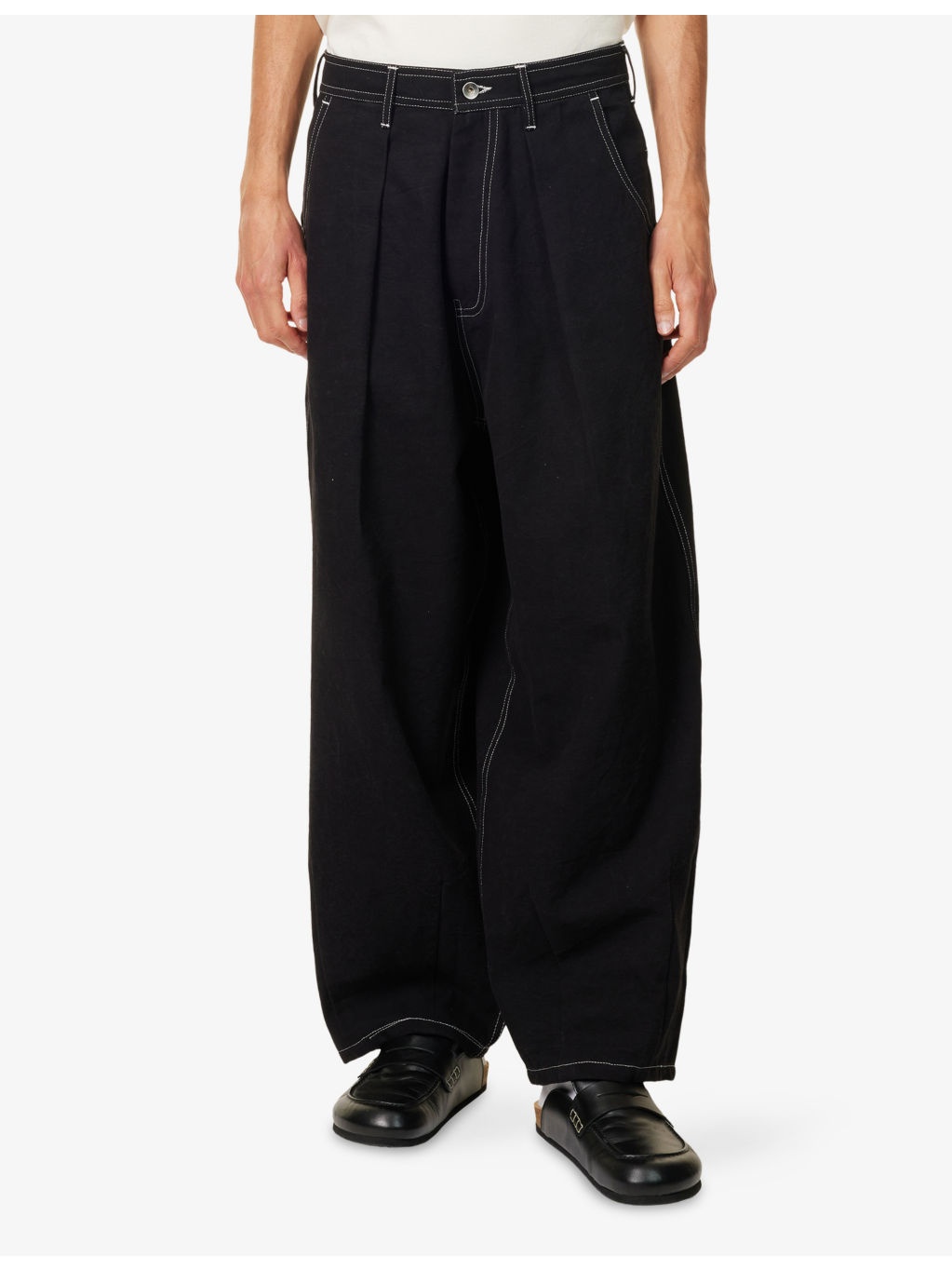 Lush Pleated Wide-Leg Denim Jeans - 3