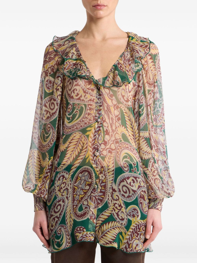 Etro paisley ruffled shirt outlook