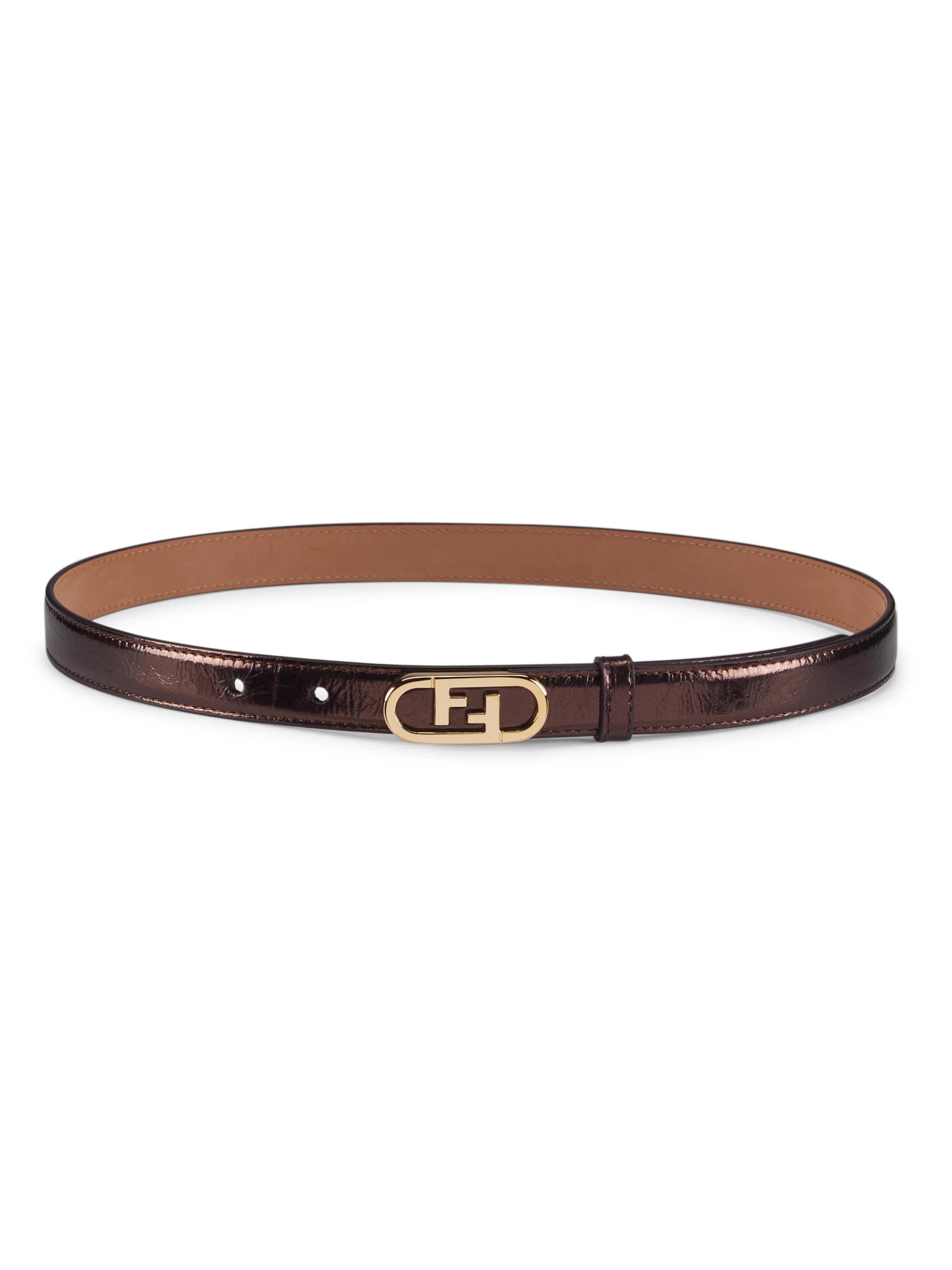 Women's FF Oval Buckle Leather Belt - Moro - 1