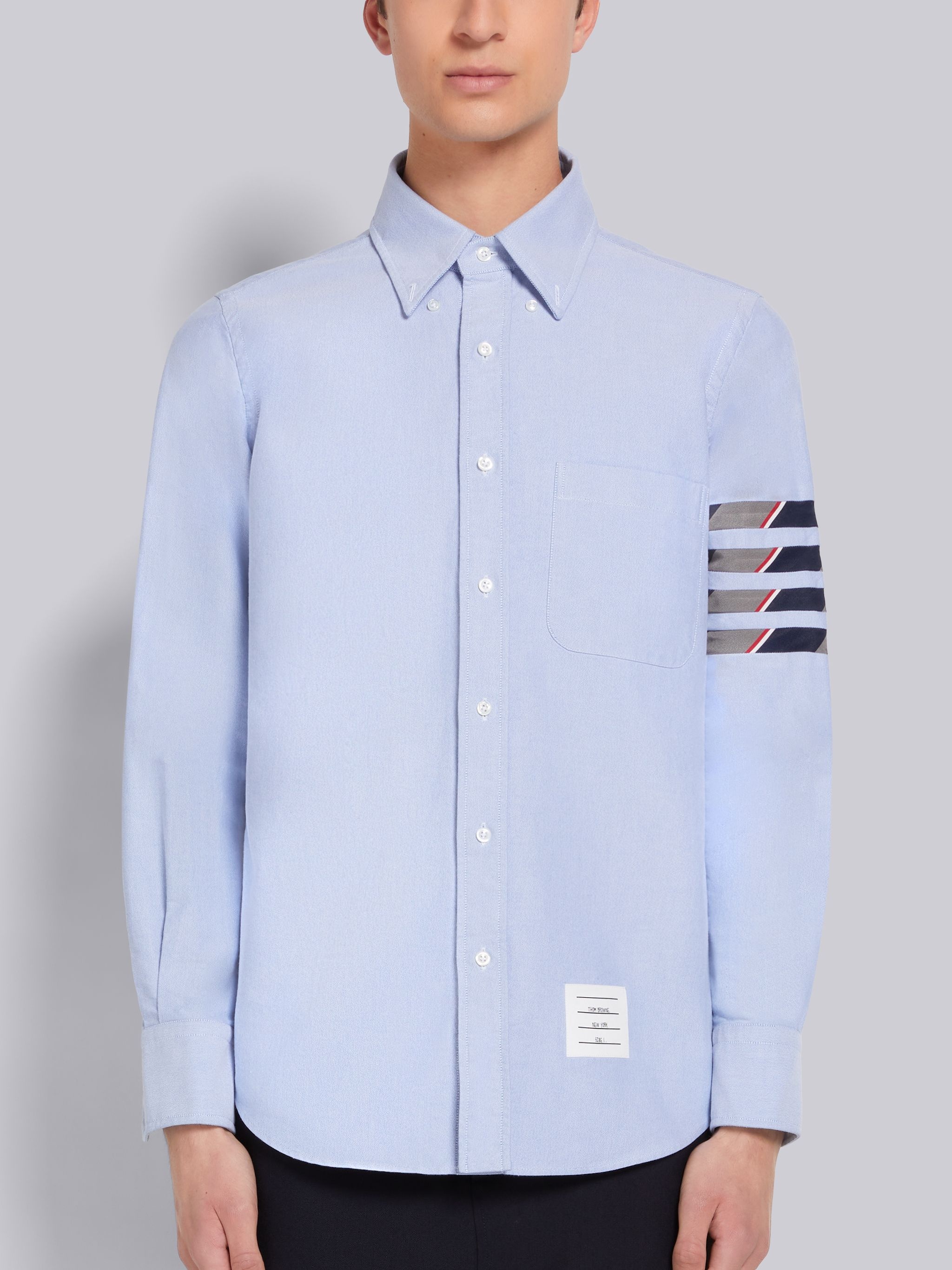 Light Blue Oxford Seamed 4-Bar Straight Fit Shirt - 3