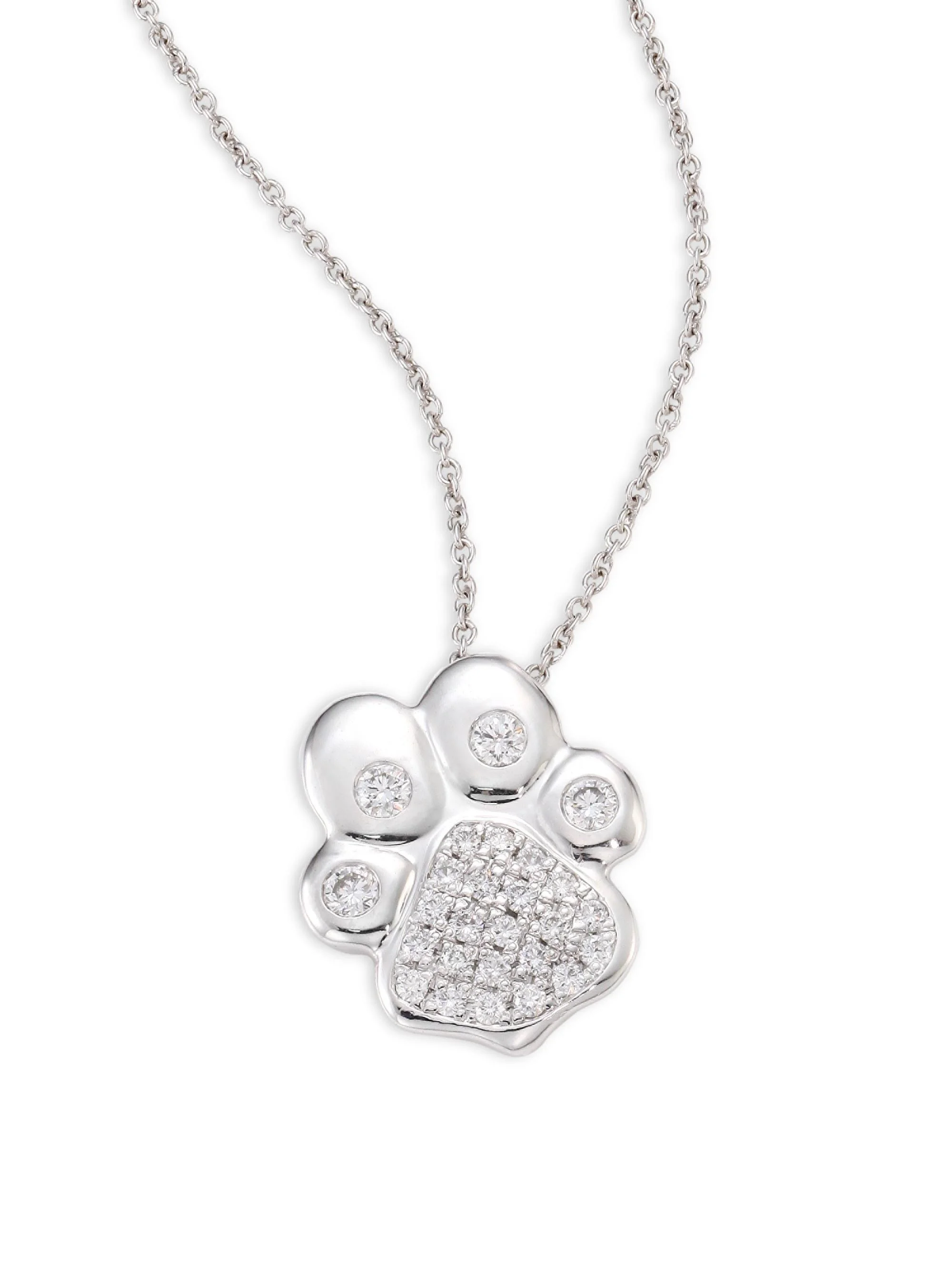 Women's 18K White Gold & 0.25 TCW Diamond Paw Pendant Necklace - White Gold - 1