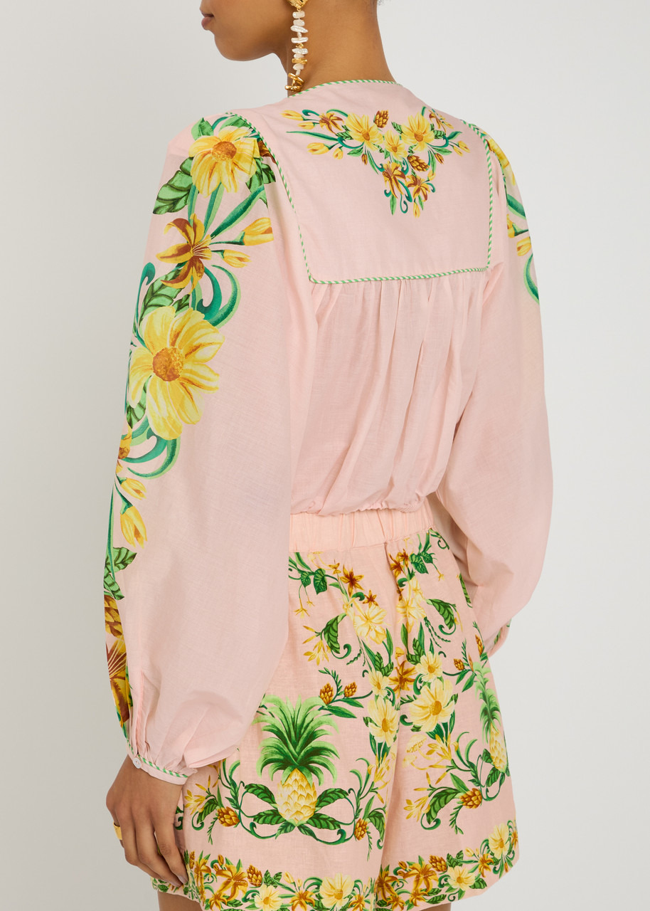 Farm Rio Botanical Floral-print Cotton Blouse - 3