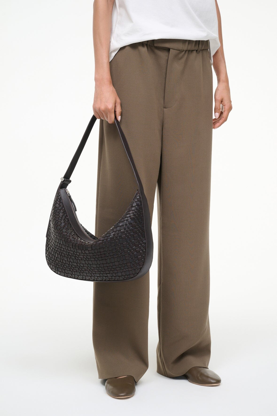 STAUD LARGE DEMY SHOULDER BAG ESPRESSO WOVEN - 6