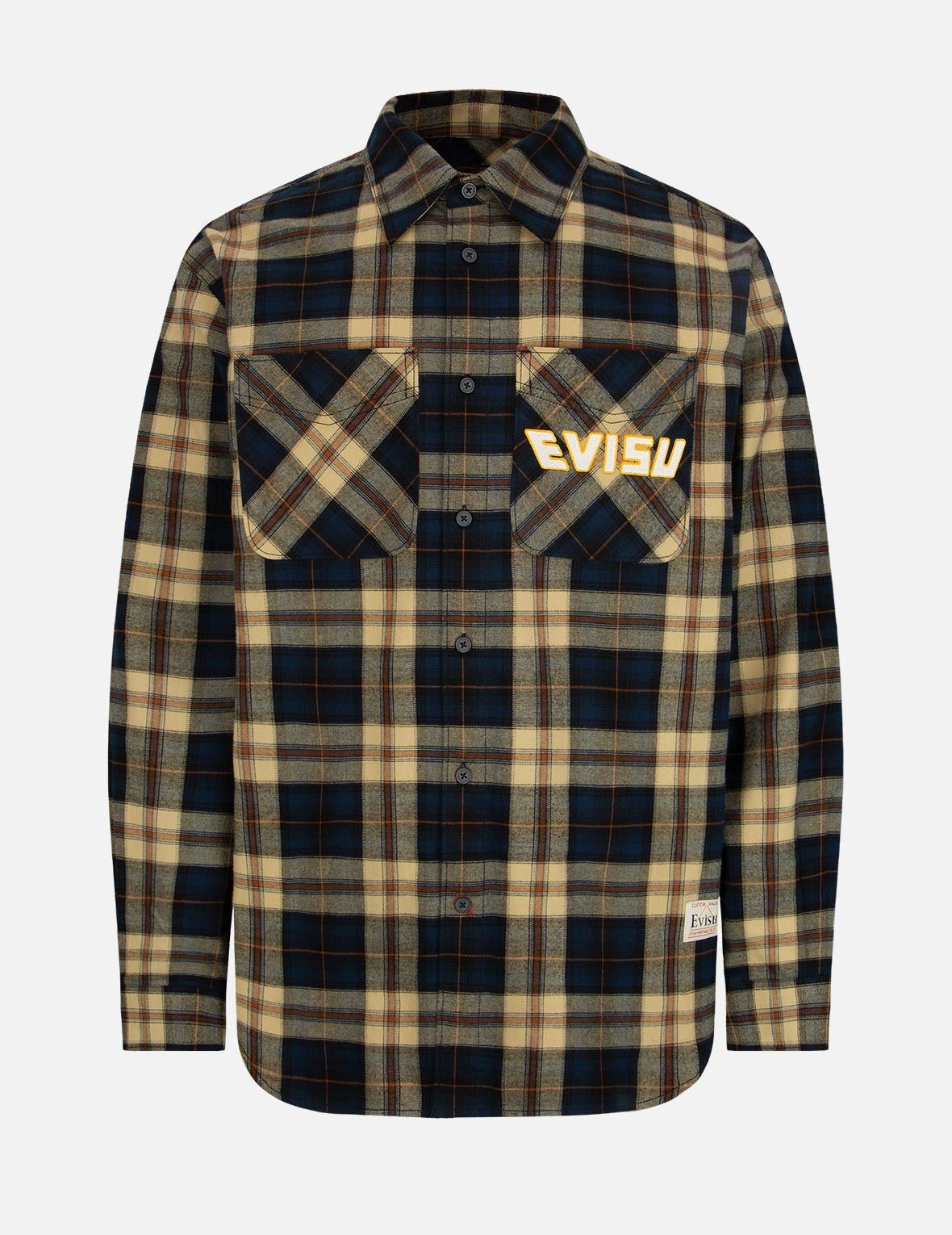 DARUMA AND KAMON PRINT CHECKED FLANNEL SHIRT - 1