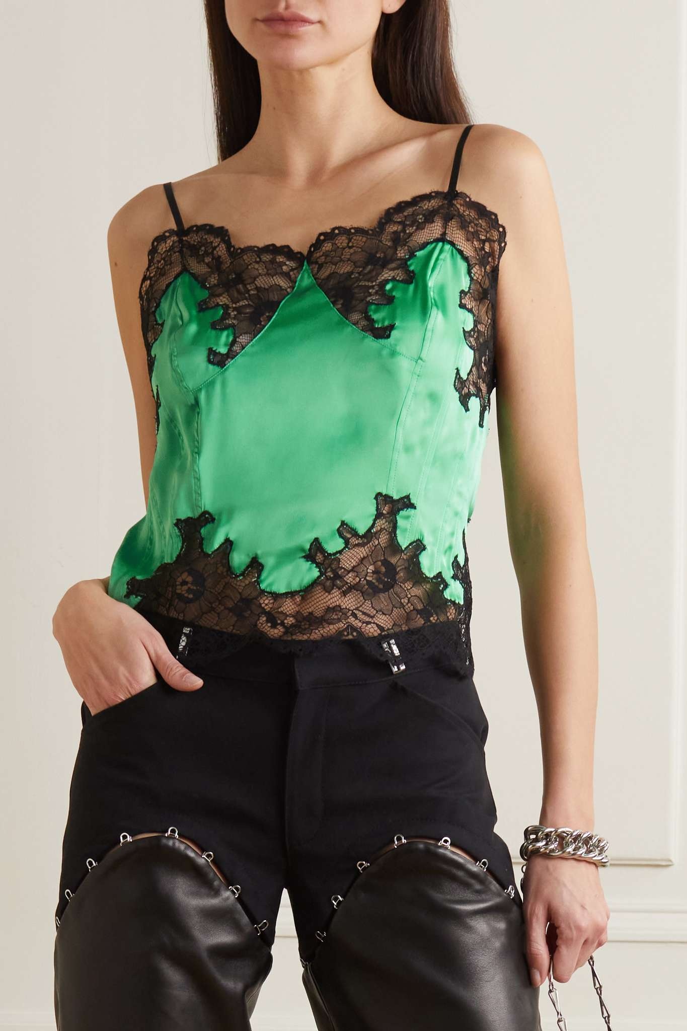 Shop paco rabanne Sleeveless Lace Cropped Tops Tanks & Camisoles