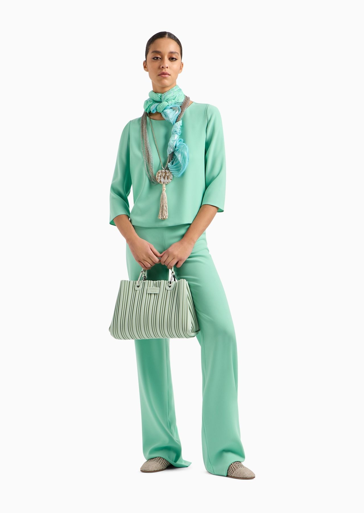 Technical cady blouse with satin side inserts - 4