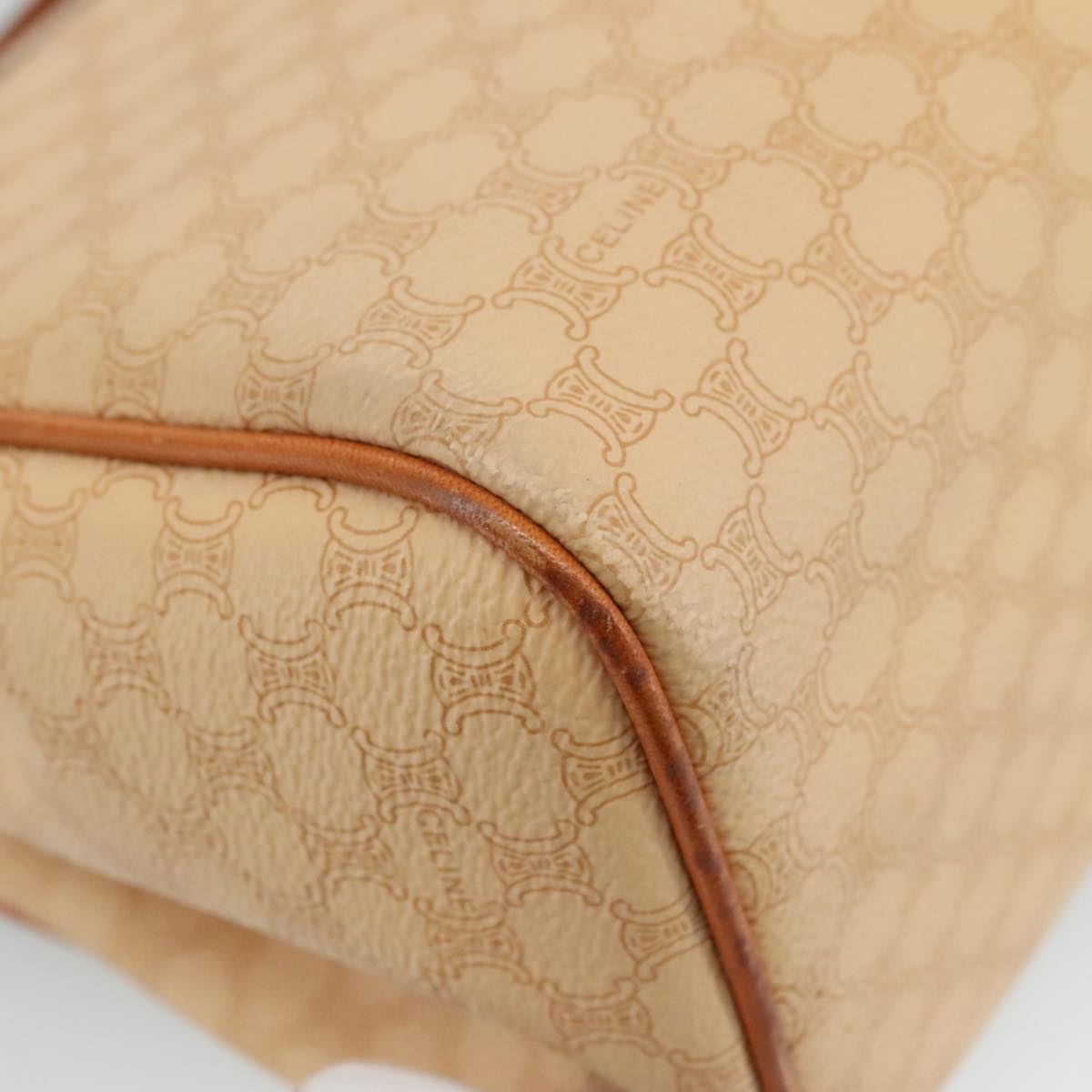 CELINE Macadam Canvas Hand Bag Pvc Leather Beige Brown Gold - 16