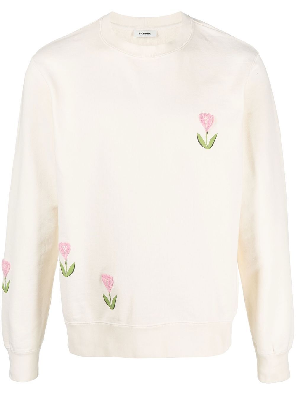 floral-embroidered detail sweatshirt - 1