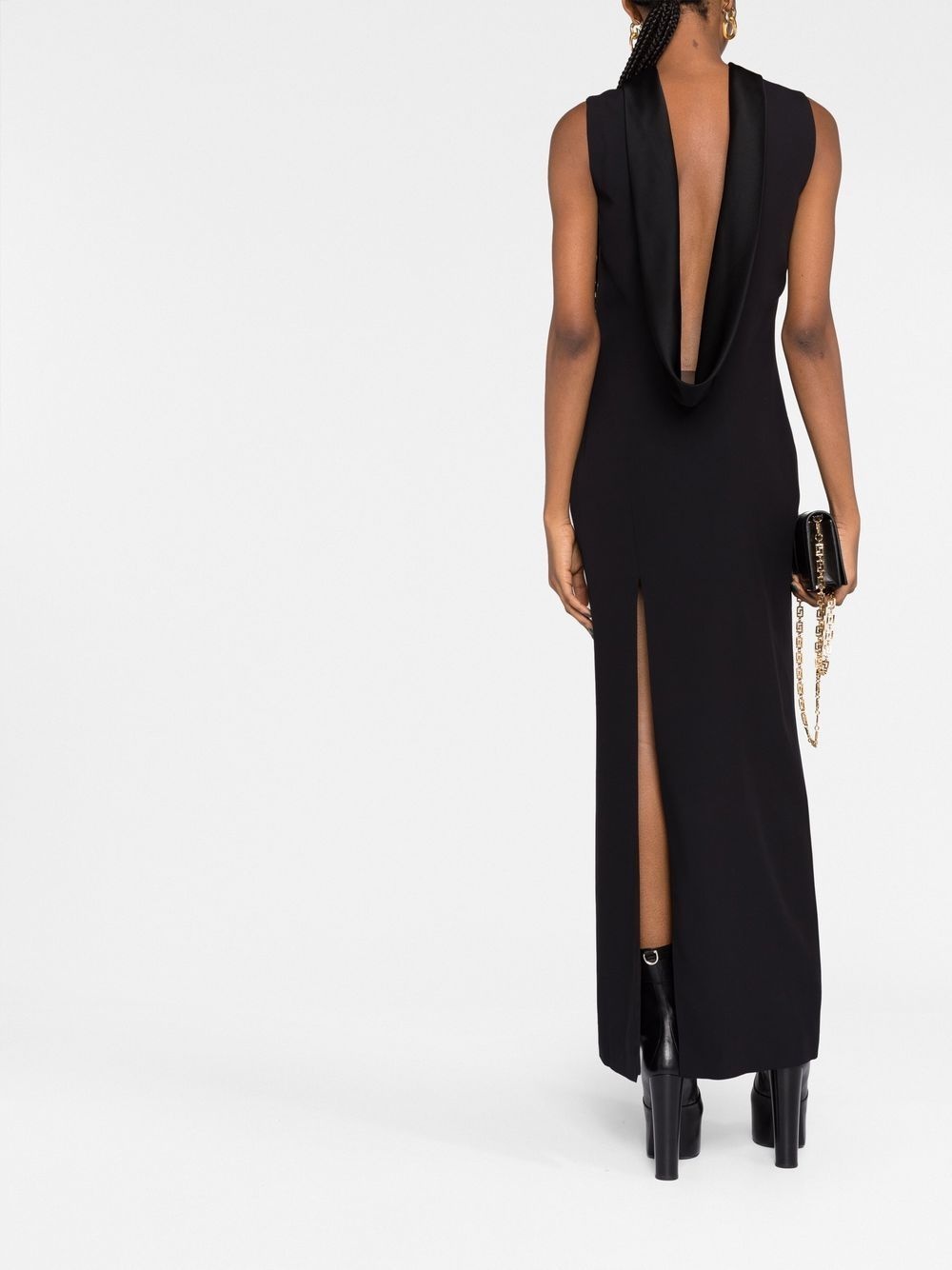 draped open-back dress - 2