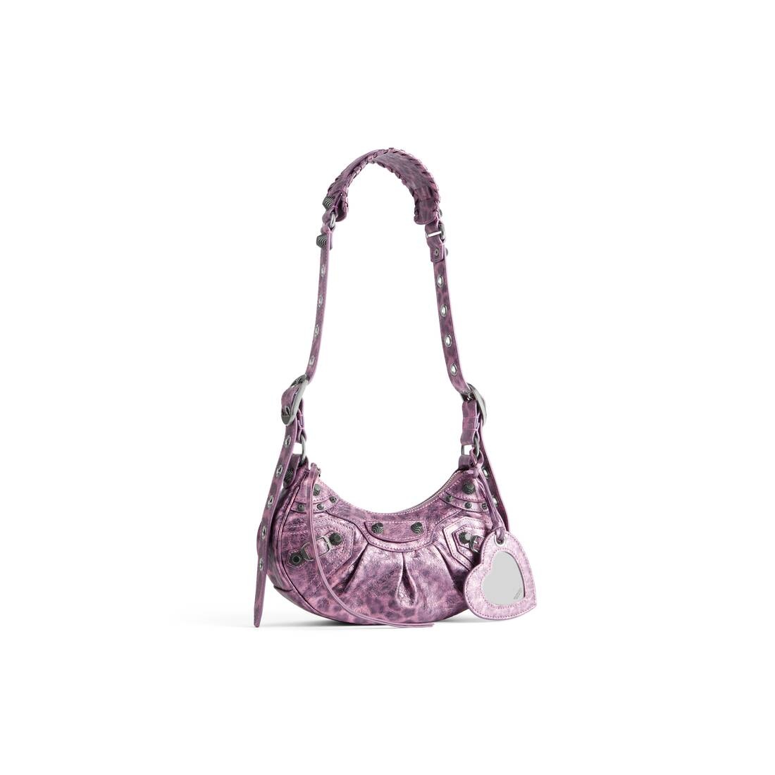 Women's Le Cagole Xs Shoulder Bag Metallized With Leopard Print  in Pink - 2