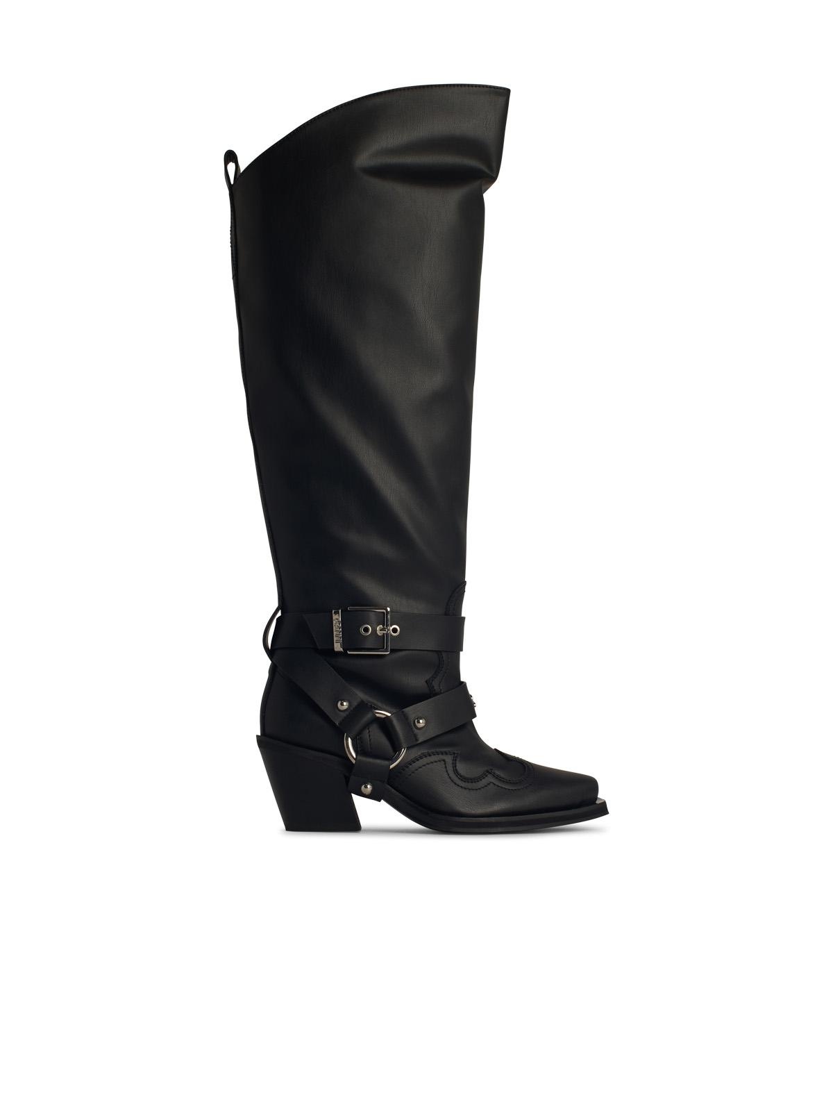Ganni 'Western' Black Recycled Leather Blend Boots Women - 1