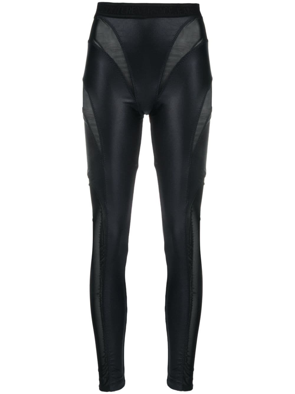 panelled faux-leather leggings - 1