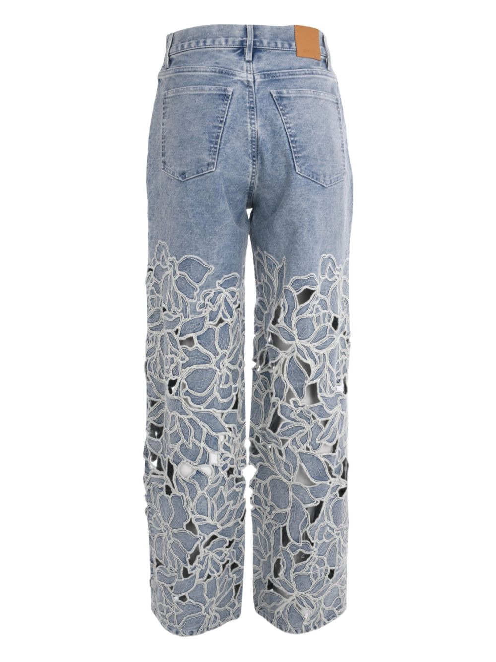Betty straight-leg floral-laser-cut jeans - 2