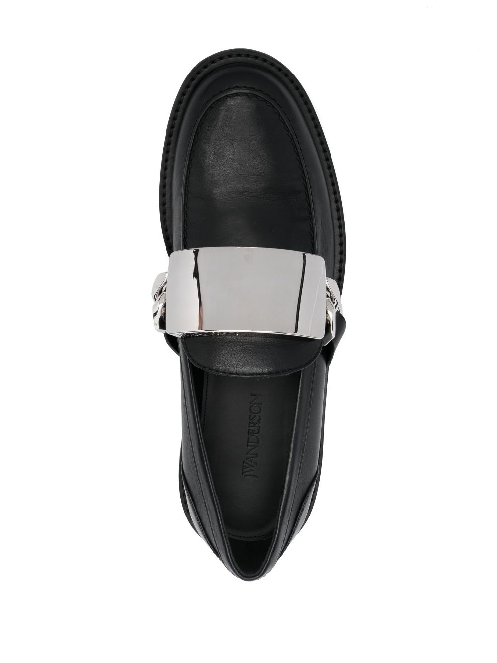 chain-detail leather loafers - 4
