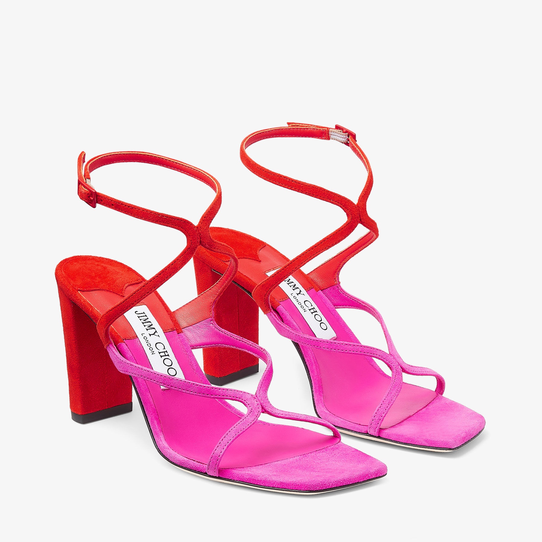 Azie 85
Fuchsia and Paprika Patchwork Suede Sandals - 2