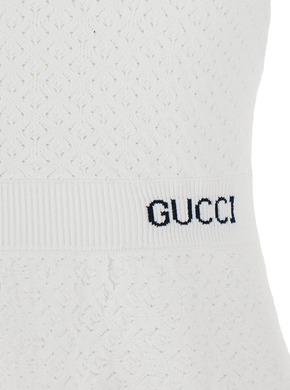 Gucci Women White Flared Dress With Logo Lettering Embroidery On The Front In Viscose Blend Woman - 3