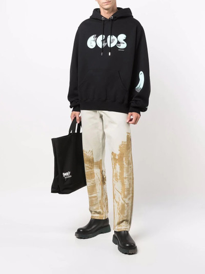 GCDS ghost logo print hoodie outlook