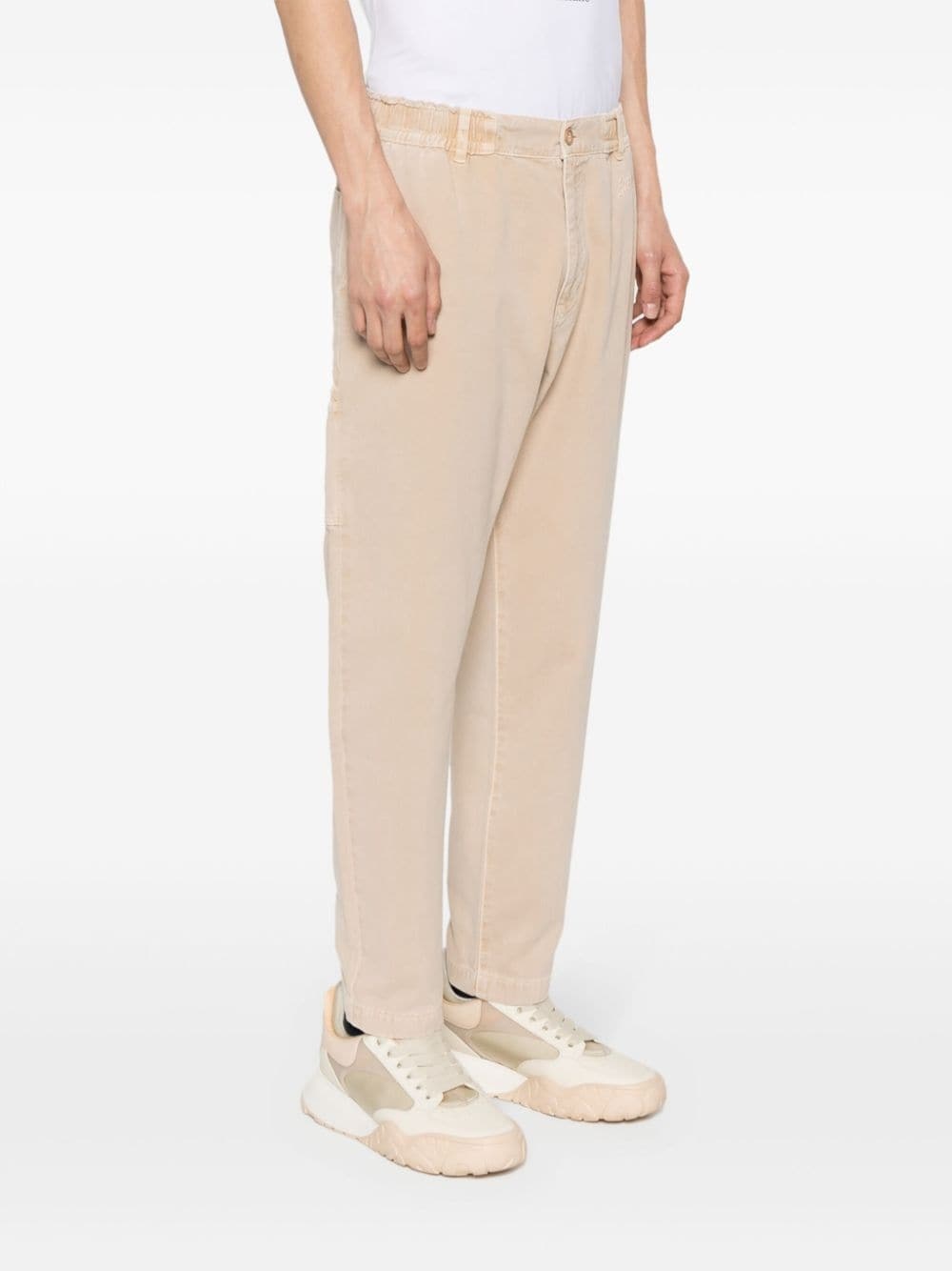 logo-embroidered tapered trousers - 3