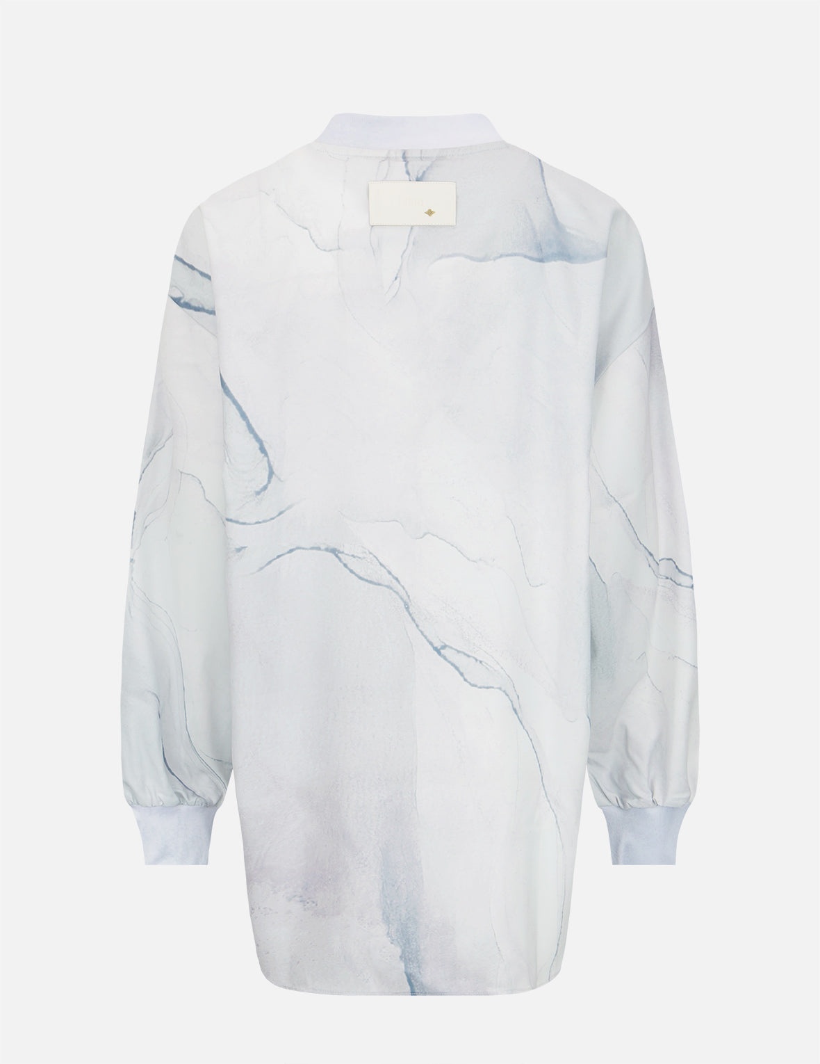 Mock Neck Marble-pattern Print Dress - 2