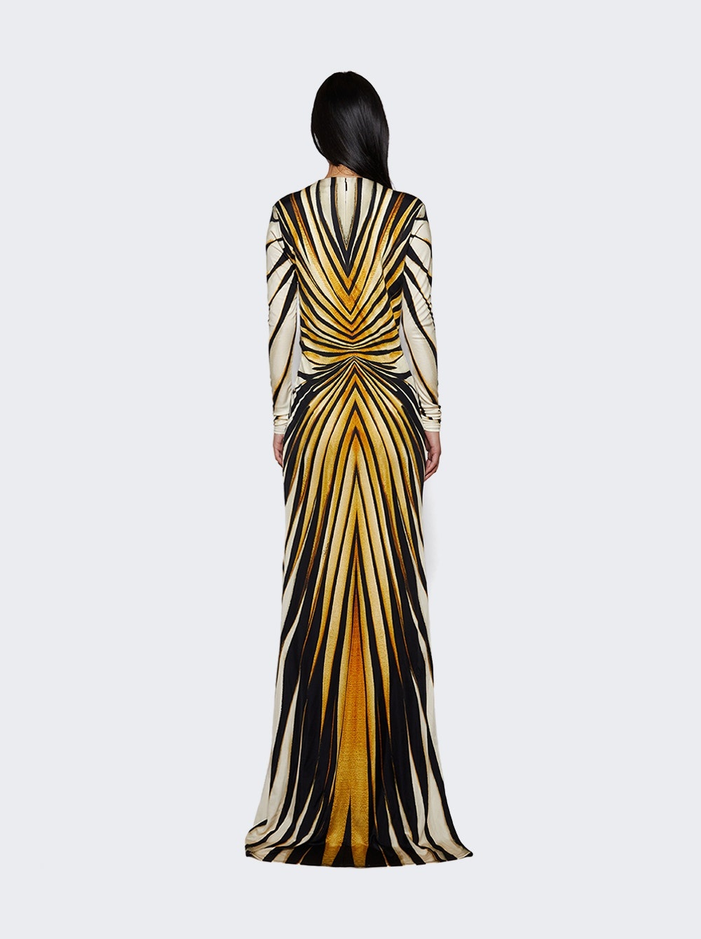 Long Dress With Deep V-neck Gold - 4