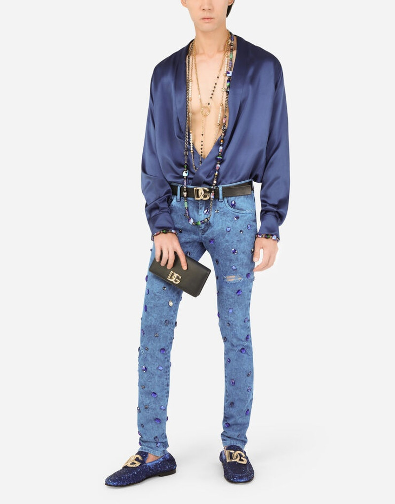 Dolce & Gabbana Over-dyed skinny stretch jeans with crystals outlook