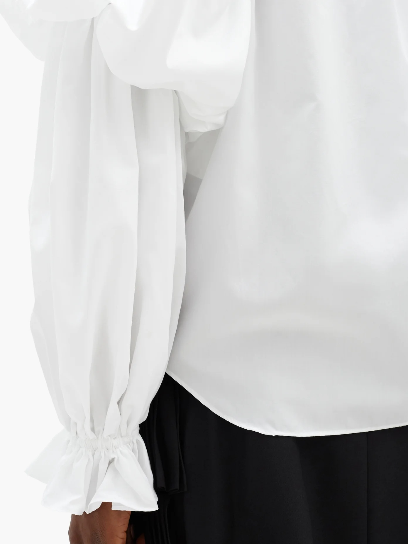 Gathered balloon-sleeve cotton-poplin shirt - 4