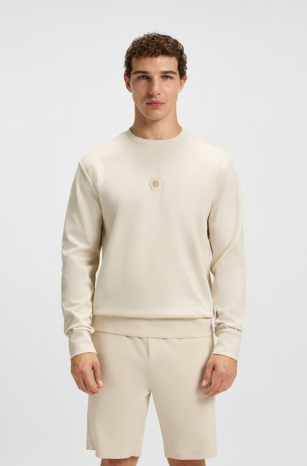 COTTON-BLEND SWEATSHIRT WITH DOUBLE B MONOGRAM - 2