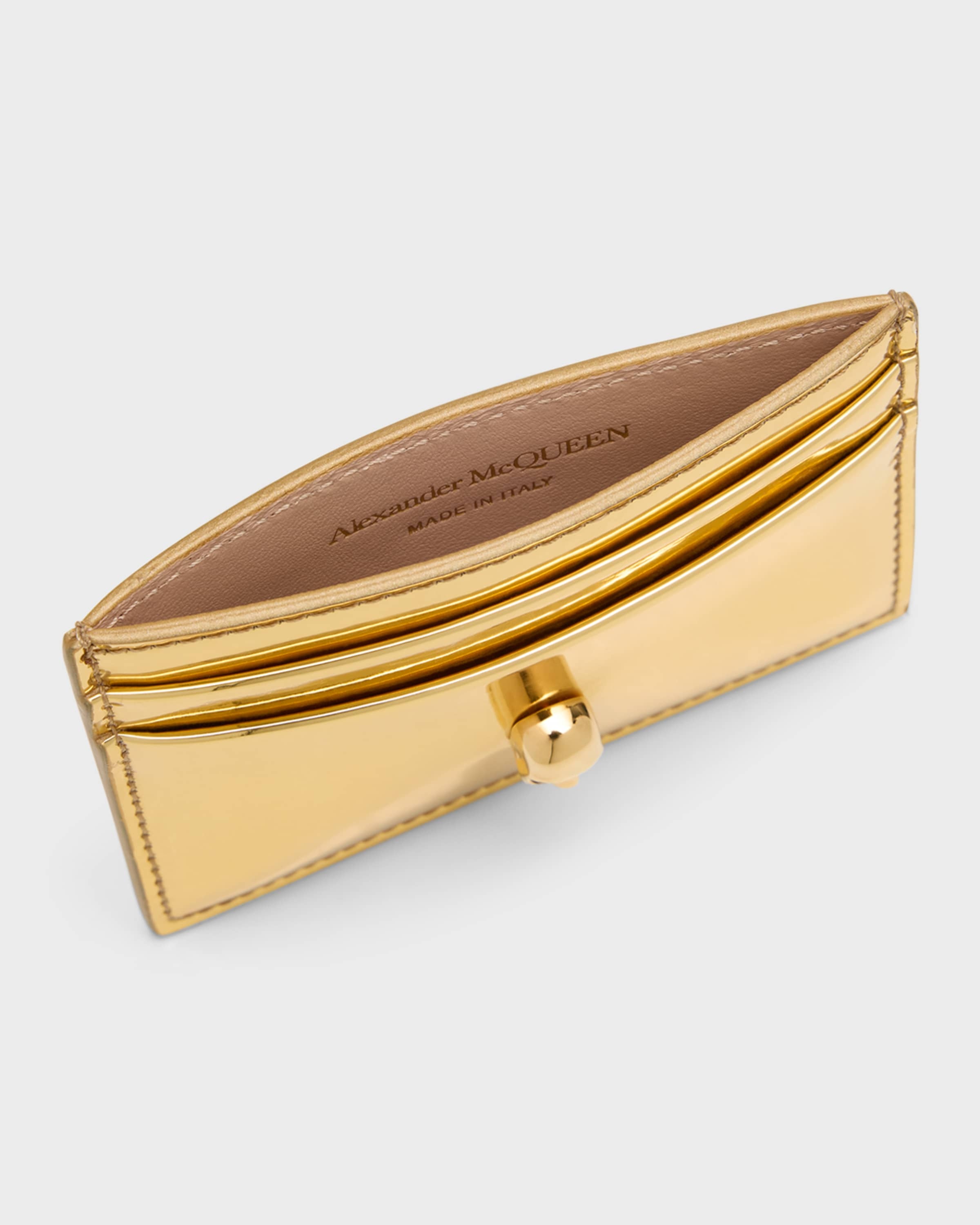 [Alexander McQueen] Gold Slings Card Holder - ☆送料込☆ Alexander McQueen Skull Metallic Card Holder | neimanmarcus
