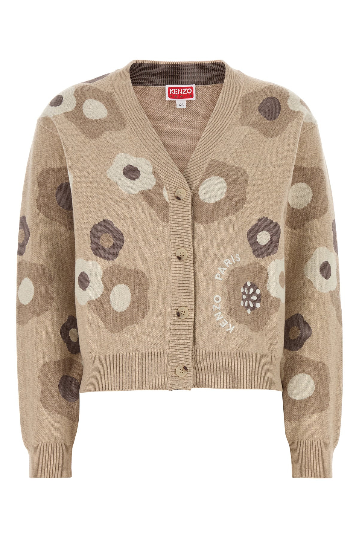 Embroidered wool blend cardigan - 1
