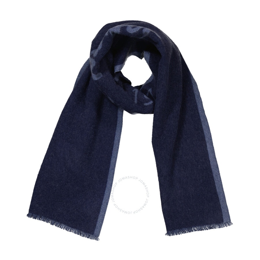 Salvatore Ferragamo Blue Marine Macro Signature Cashmere And Wool Scarf - 6