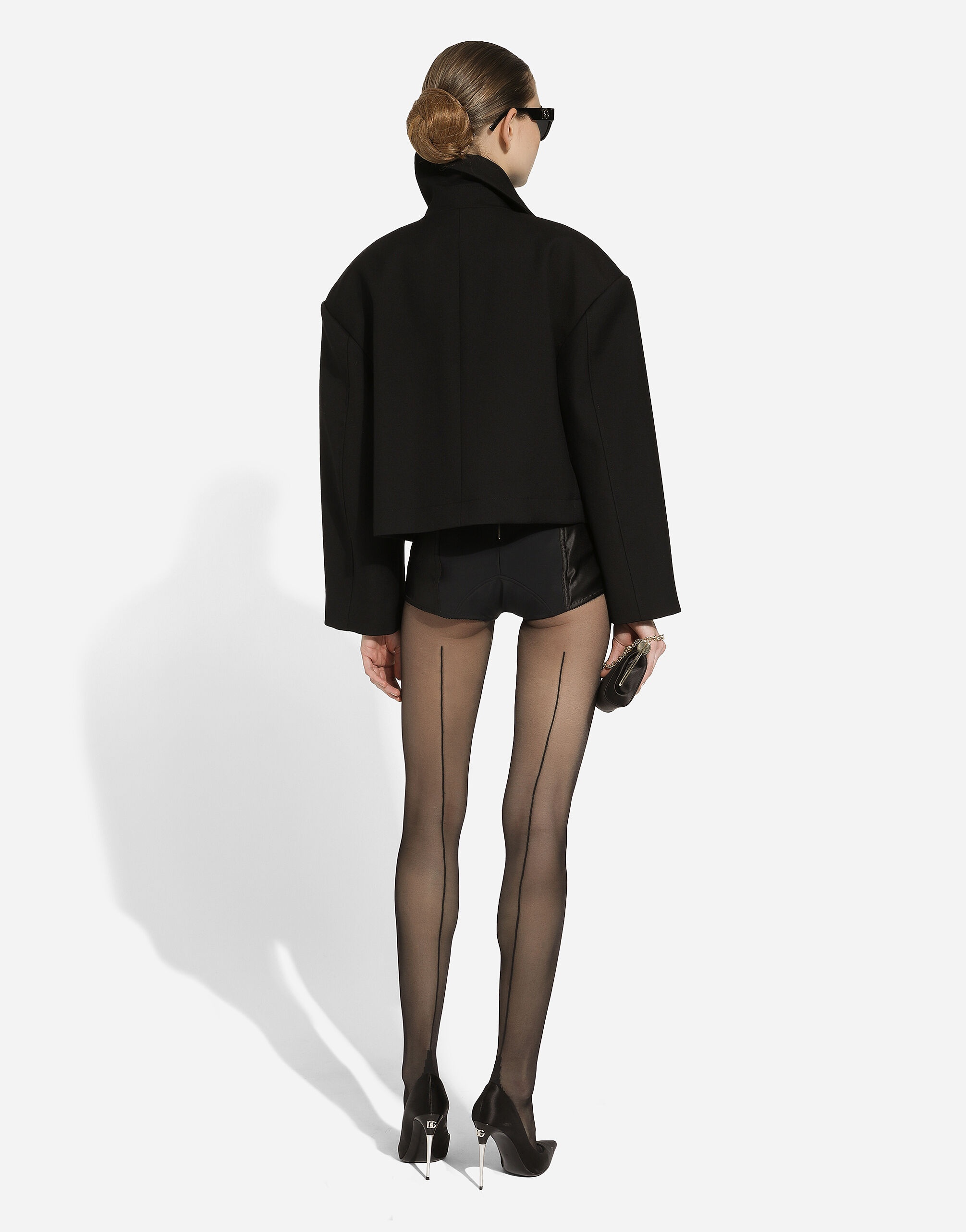 Short oversize wool gabardine jacket - 4