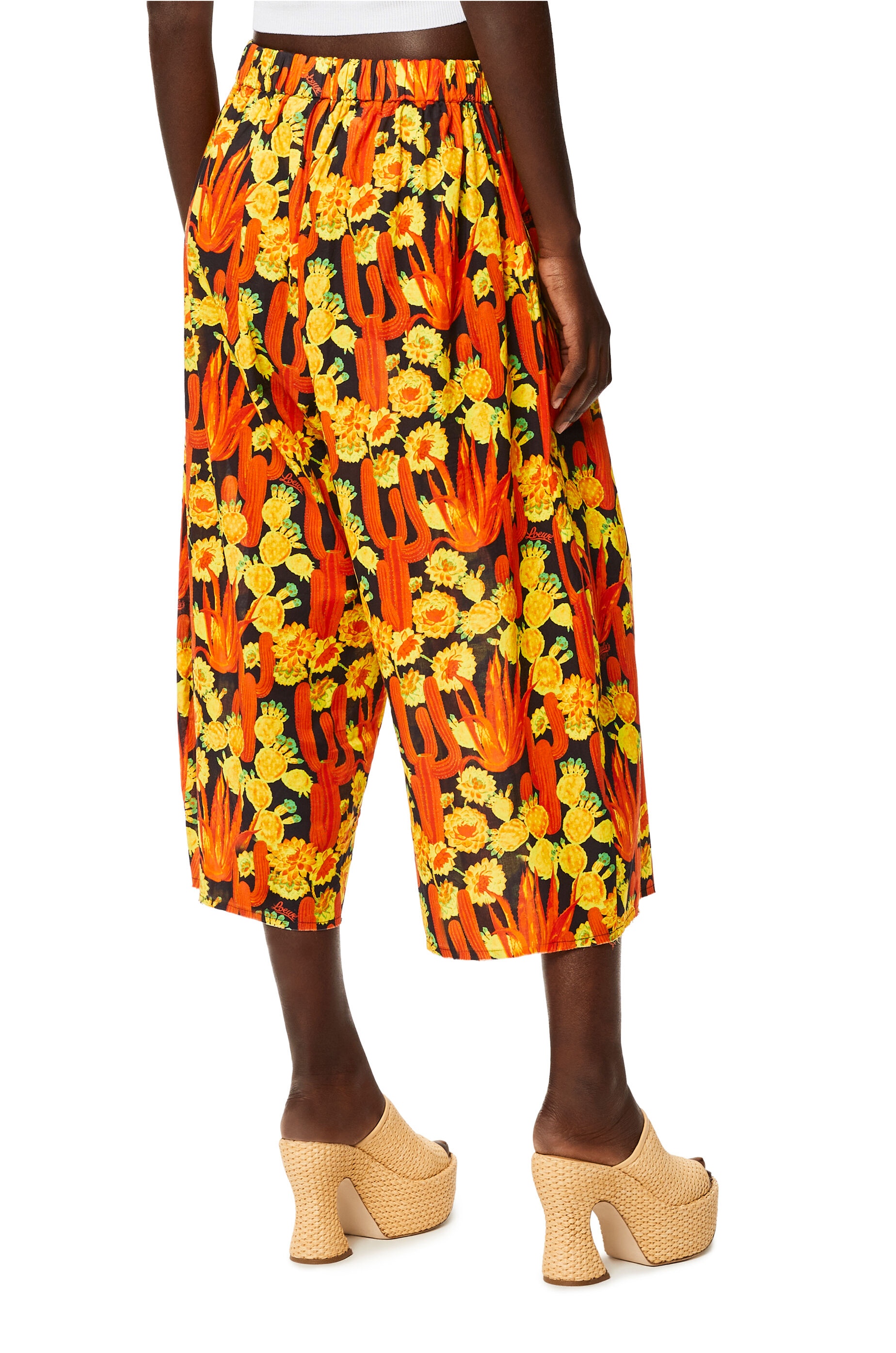Cactus print cropped trousers in cotton - 4