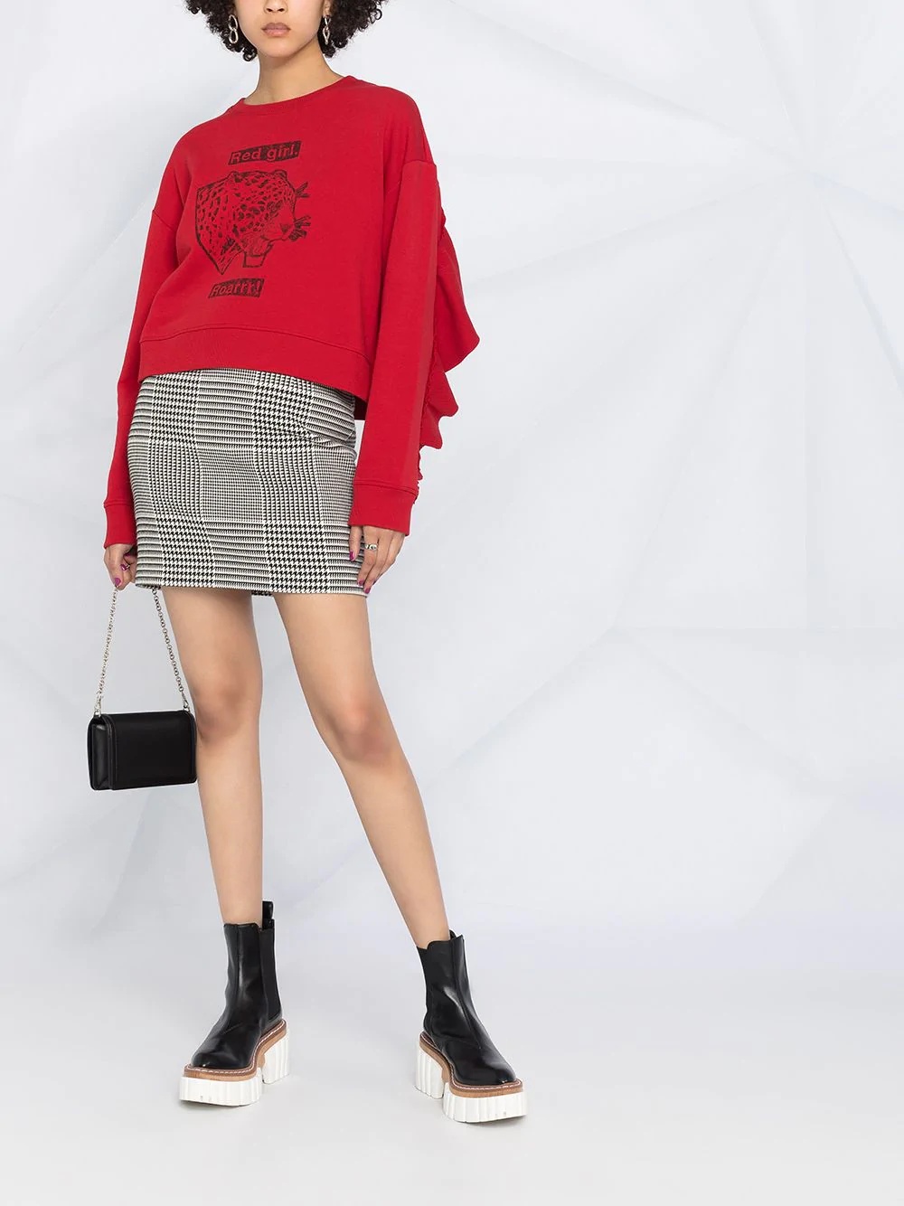 slogan print frilled back sweatshirt - 2