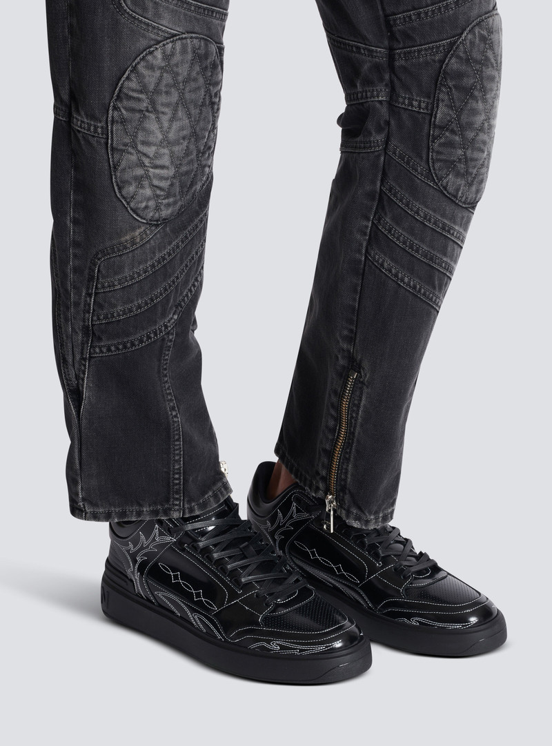 B-Court Mid Top Western glazed leather trainers 8