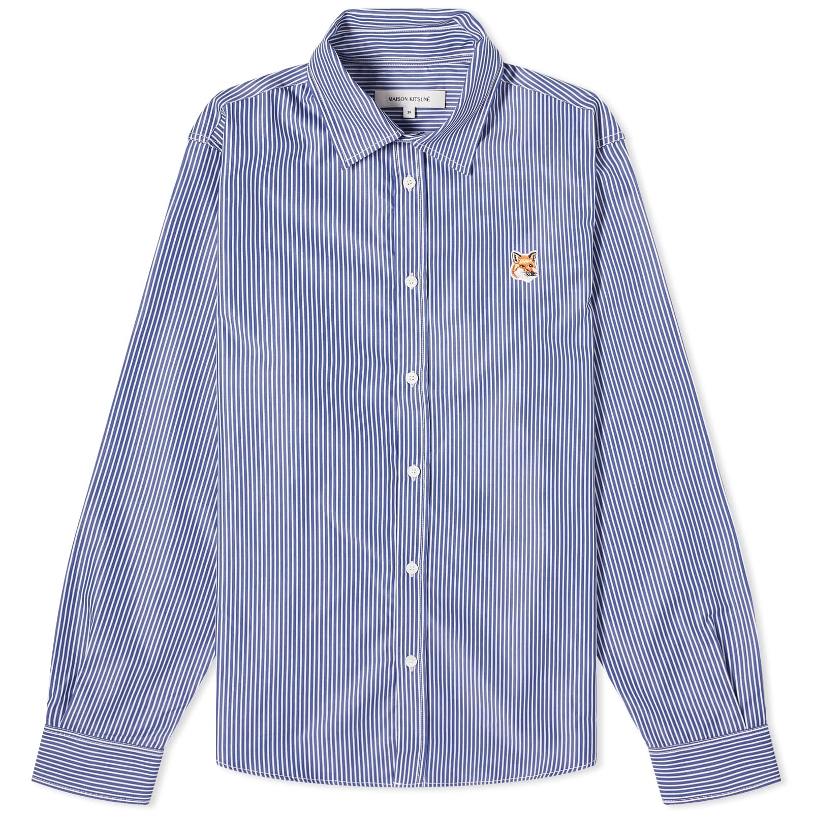 Maison Kitsune Fox Head Patch Classic Striped Shirt - 1